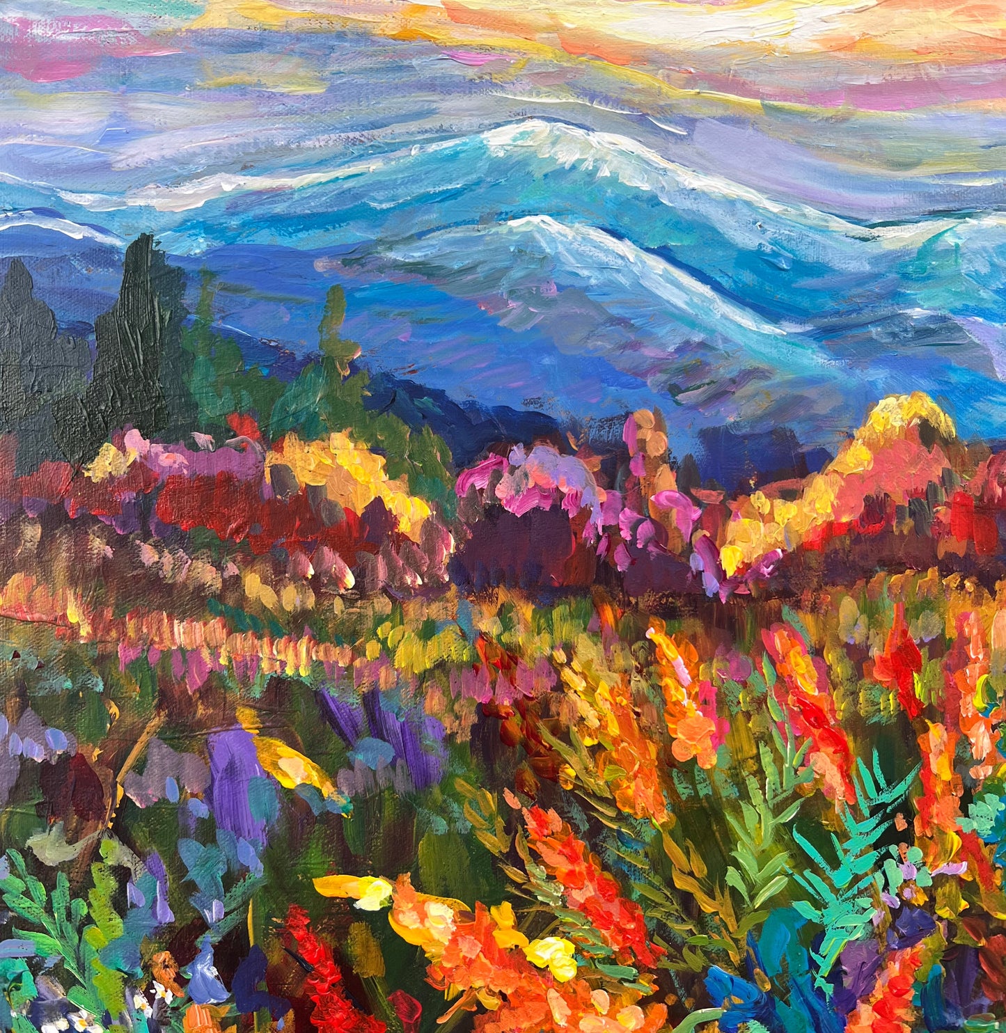 “Autumn Ascent to Winter’s Whisper " 18x24x1.5 Original Painting