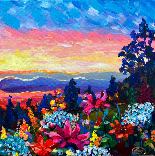 “Hillside Corsage" 10x10x1.5 Original Painting